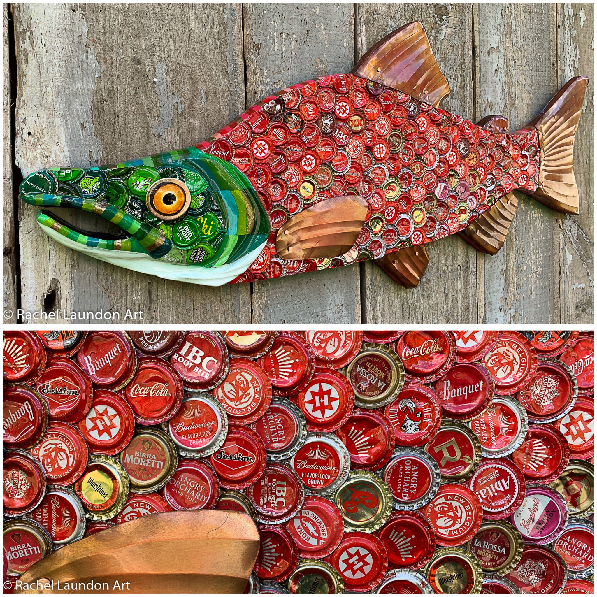 bottle cap fish hooks Bottle Cap Salmon Original Rachel Laundon Art