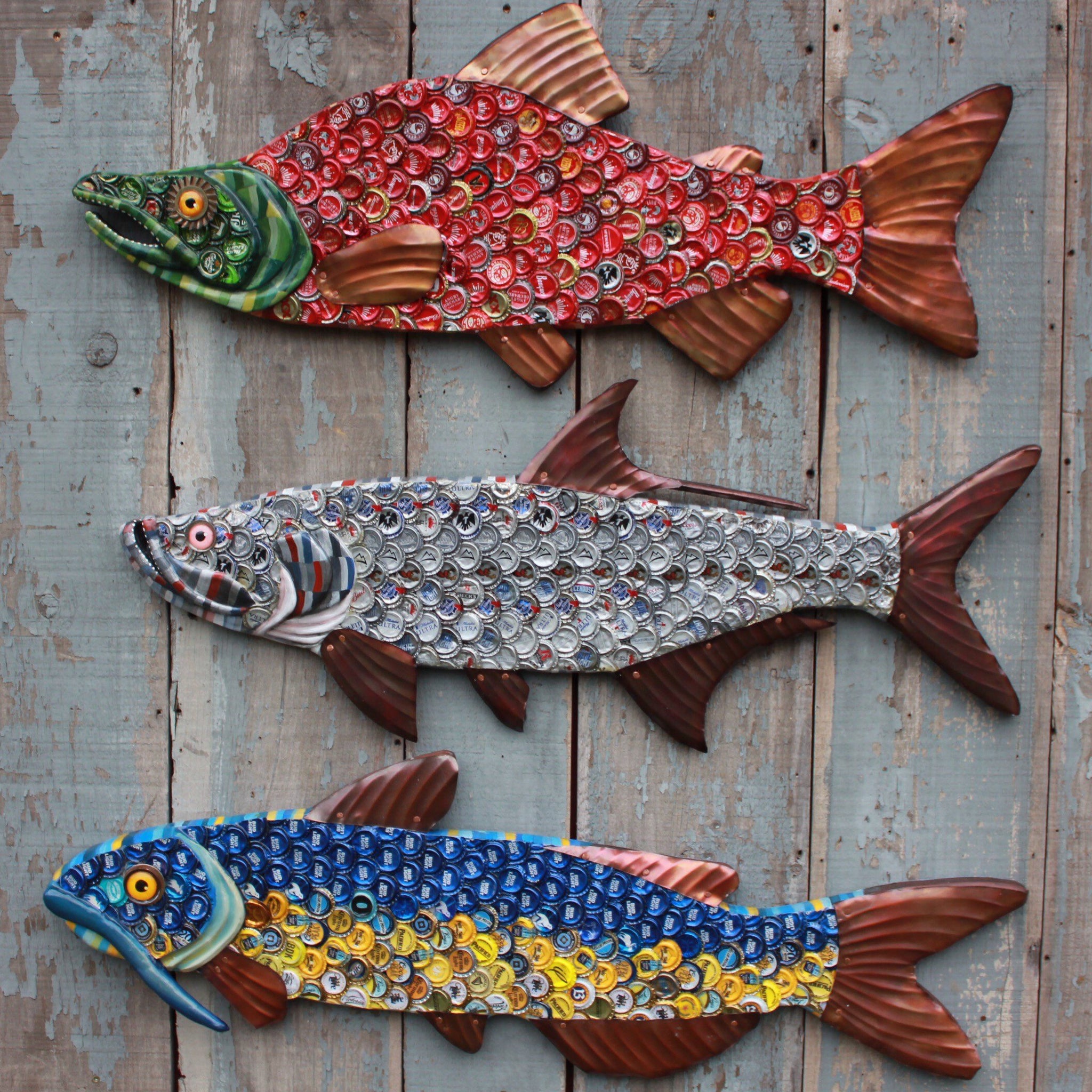 bottle cap fish hooks Bottle Cap Salmon Original Rachel Laundon Art
