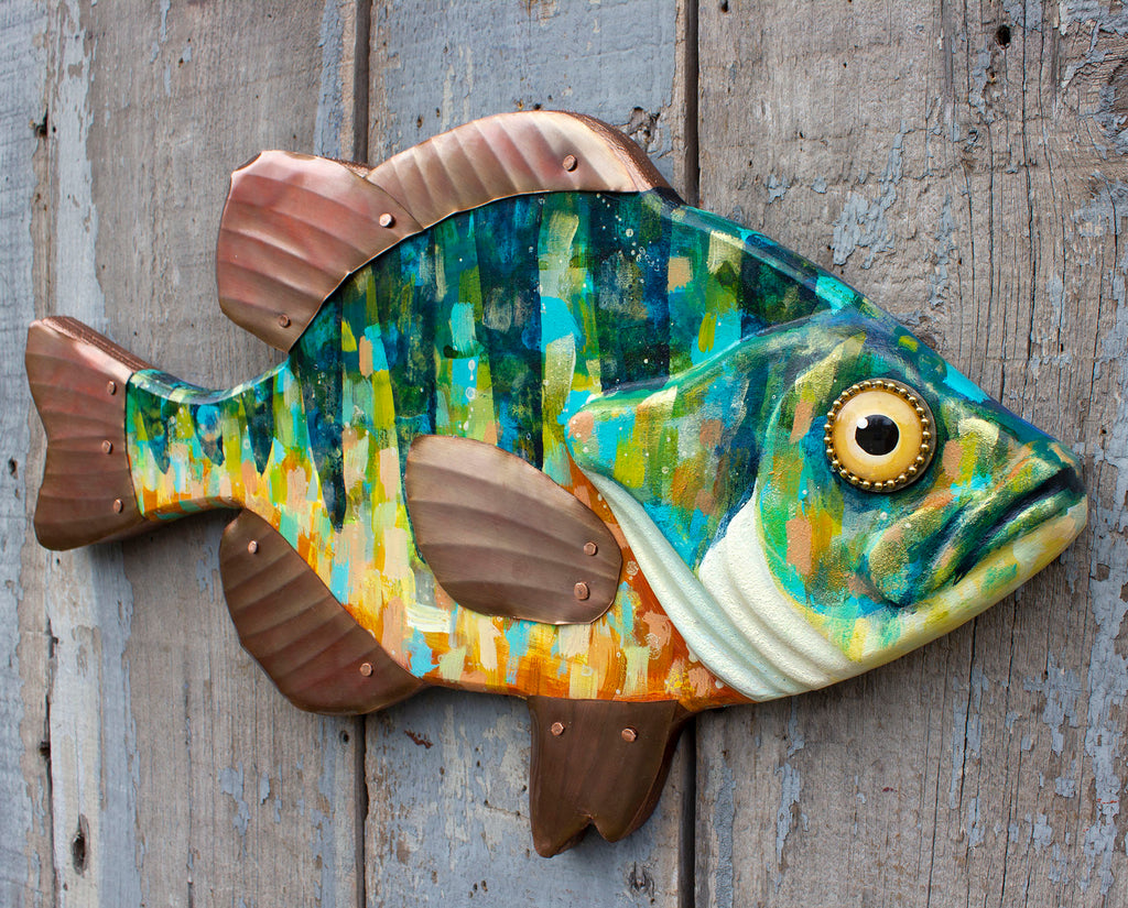 Colorful Sunfish Folk Art Fish Wall Art 21&quot;