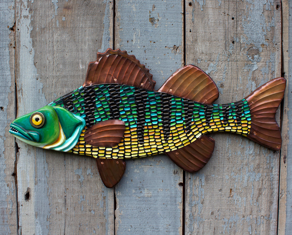 Colorful Perch Folk Art Fish Wall Art, 27&quot;
