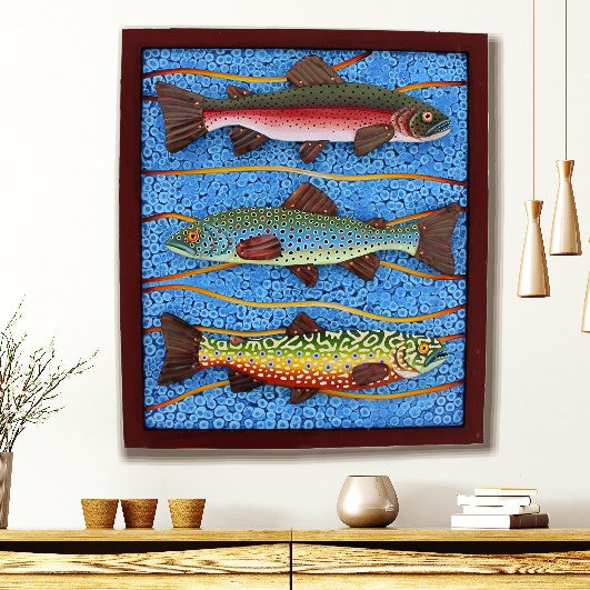 Trio of Trout - Rachel Laundon Art, Fish Sculptures