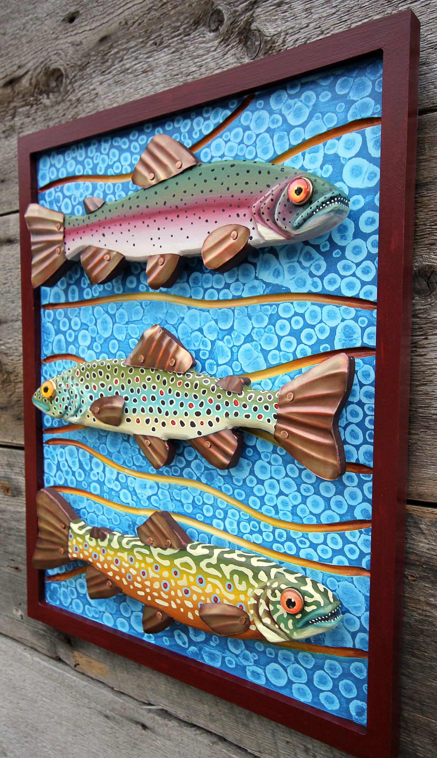 Framed Trio of Trout Multidimensional Original Rachel Laundon Fish Art –  Rachel Laundon Art